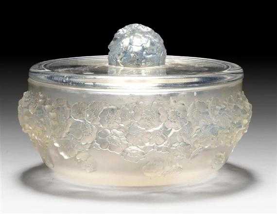 Appraisal: LALIQUE REN PRIMEV RES BOX circa White opalescent mould-pressed glass