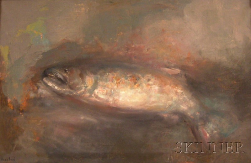 Appraisal: Oil on Canvas Still Life of a Fish by Francois