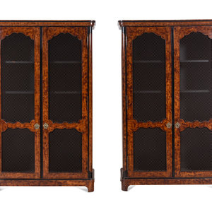 Appraisal: A Pair of R gence Style Faux Bois Painted Bookcases