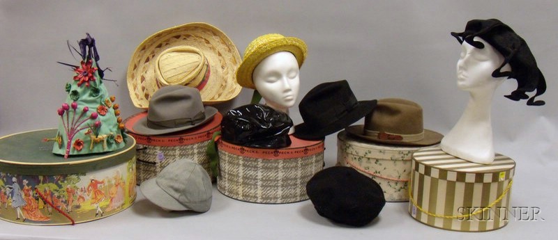 Appraisal: Ten Assorted Vintage Hats and Hat Boxes th century including