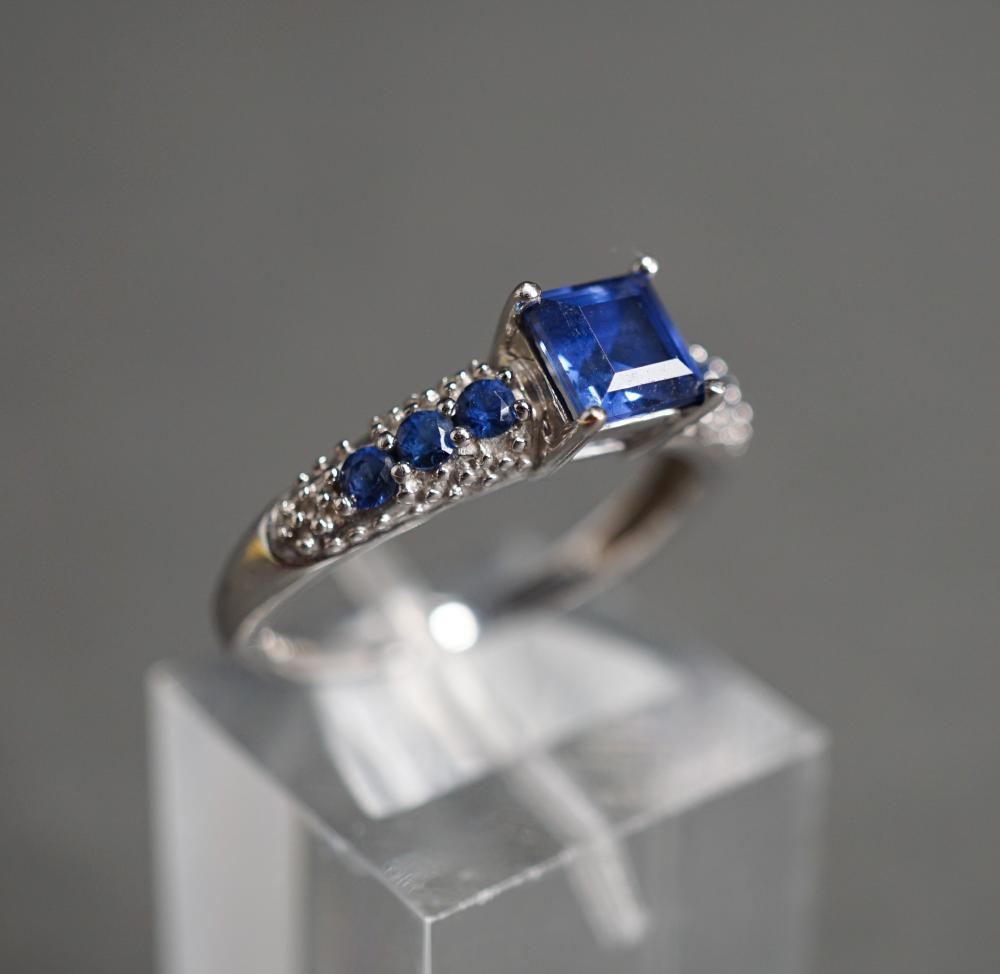 Appraisal: -KARAT WHITE-GOLD AND BLUE STONE RING GROSS DWT SIZE -Karat