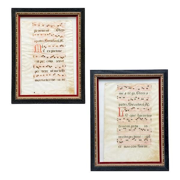 Appraisal: Pair of Vellum Music Sheets Pair of vellum music sheets