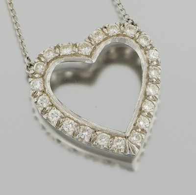 Appraisal: A Ladies' Diamond Heart Necklace k white gold open heart