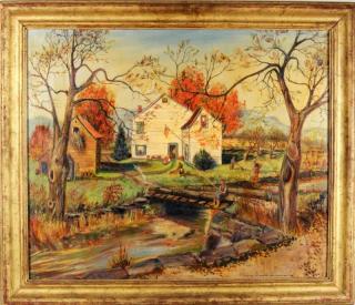 Appraisal: Elaine Plishker Auchmoody New England Scene O C Elaine Plishker