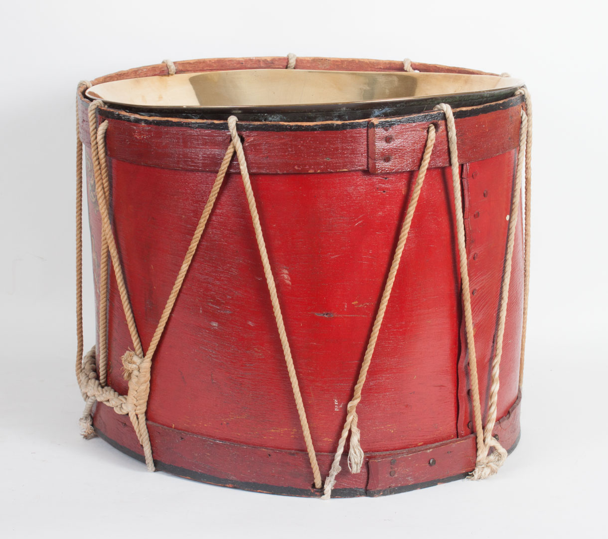 Appraisal: Victorian drum box and Russian brass bowl drum box -