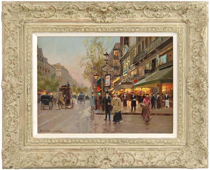 Appraisal: EDOUARD CORTES French - PARIS STREET SCENE AT DUSK Fine