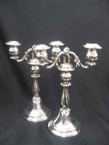 Appraisal: European Silverplate Candelabra Jensen style deco '' hallmarked