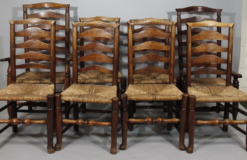 Appraisal: A set of eight Lancashire early thC ash and elm