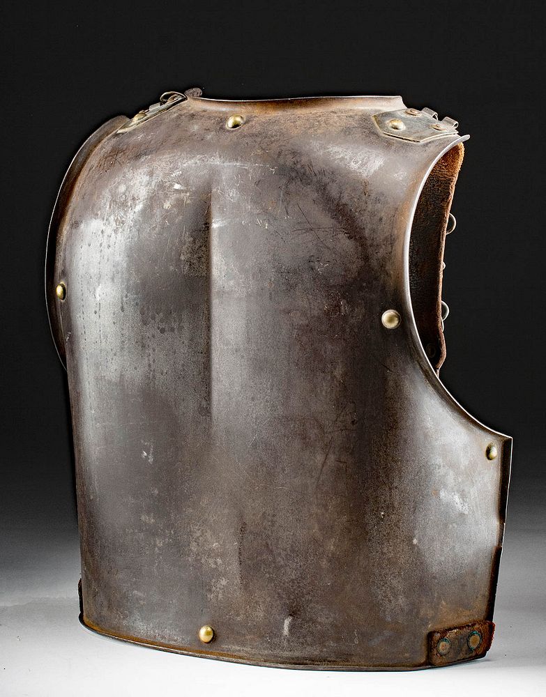 Appraisal: th C French Cuirass Back Plate w Straps Western Europe