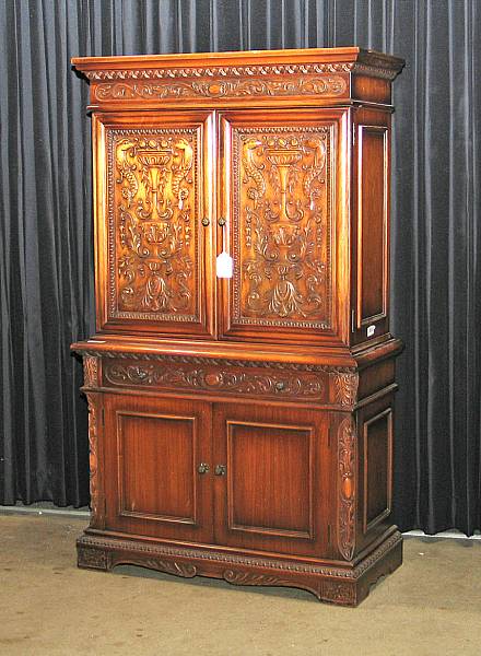 Appraisal: A Renaissance style walnut cabinet mid th century height ft