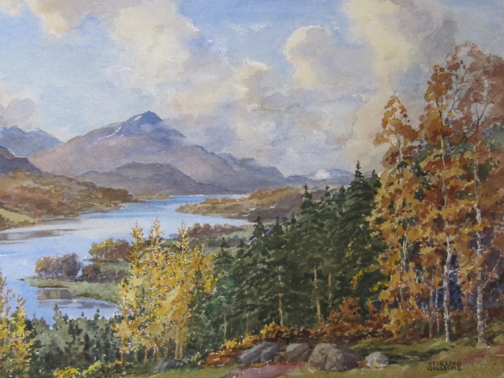 Appraisal: STIRLING GILLESPIE - Watercolour 'Loch Tummel and Schiehallion' signed recto