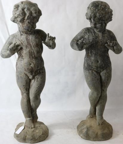 Appraisal: PAIR OF SIMILAR LATE TH CENTURY CAST LEADGARDEN FIGURES OF