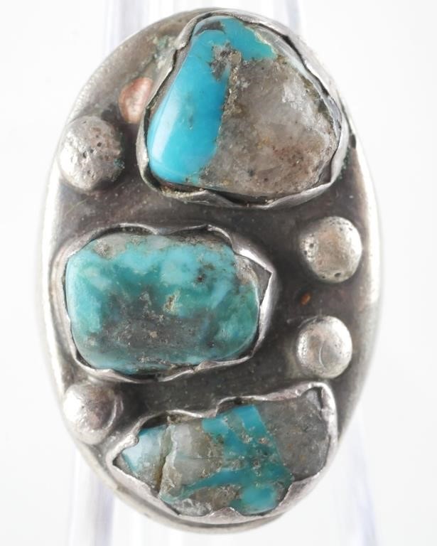 Appraisal: Vintage Navajo sterling silver and turquoise ring Size - grams