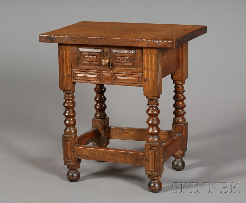 Appraisal: Spanish Colonial Walnut Diminutive Side Table early th century with