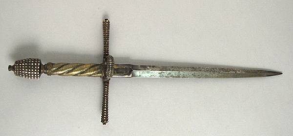 Appraisal: A left-hand dagger in th century style Heavy inch blade