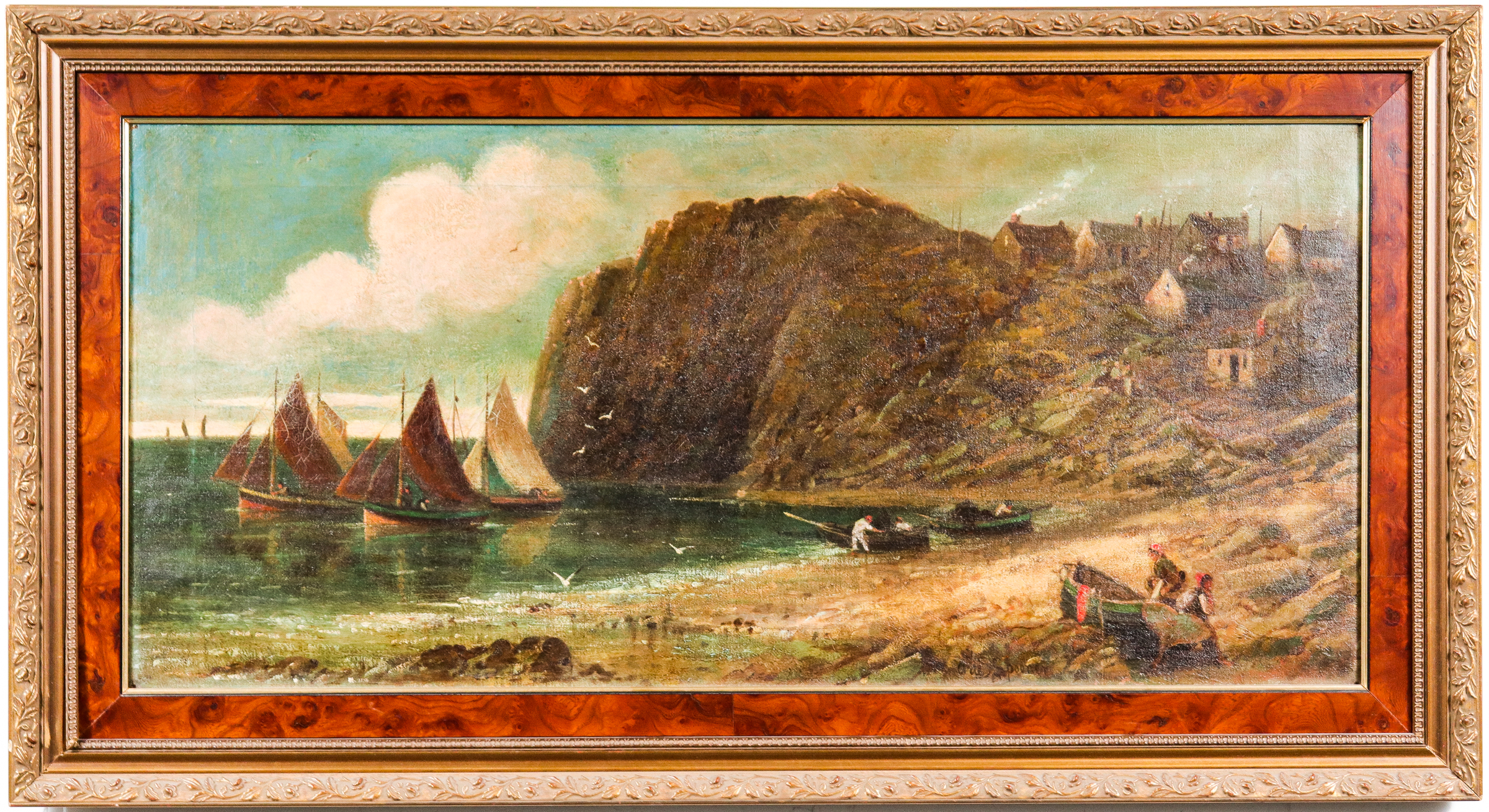 Appraisal: TH CENTURY BRITISH SCHOOL COASTAL SCENE OIL th Century British