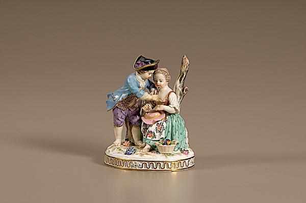 Appraisal: GERMAN MEISSEN-STYLE ROMANTIC GROUP WITH FLUTE German Meissen-Style Romantic Group