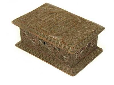 Appraisal: A th century chip carved oak small box with allover