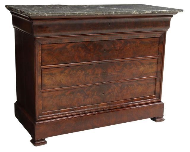 Appraisal: French Louis Philippe period marble-top mahogany commode mid th c