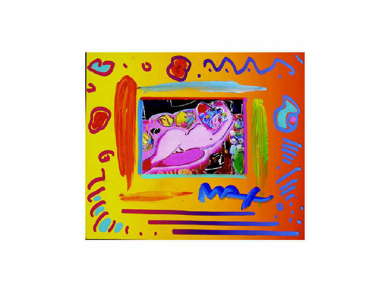 Appraisal: PETER MAX AMERICAN B RECLINING NUDE COLLAGE VER I mixed