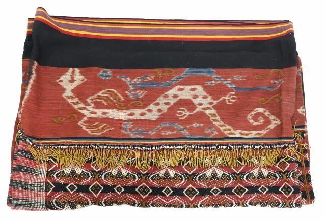 Appraisal: Ceremonial cloth said to be a burial cloth Ikat dyed