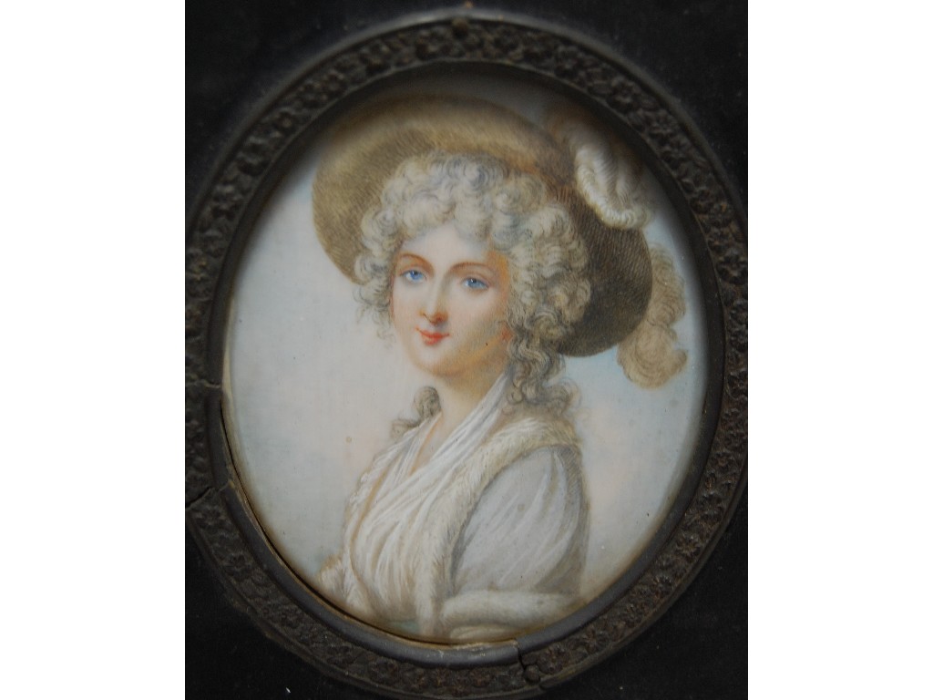 Appraisal: Oval portrait miniature on ivory of a Georgian young lady