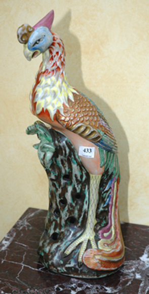 Appraisal: A FRENCH POLYCHROME AND ENAMEL CERAMIC FIGURAL CERAMIC INCENSE BURNER