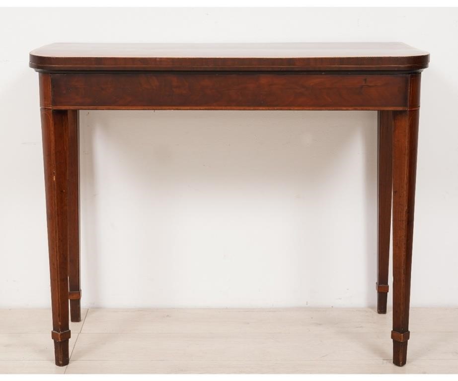 Appraisal: George III mahogany satin inlaid gaming table circa with old