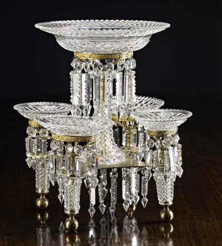 Appraisal: FINE REGENCY CUT CRYSTAL AND GILT BRONZE EPERGNE EARLY TH