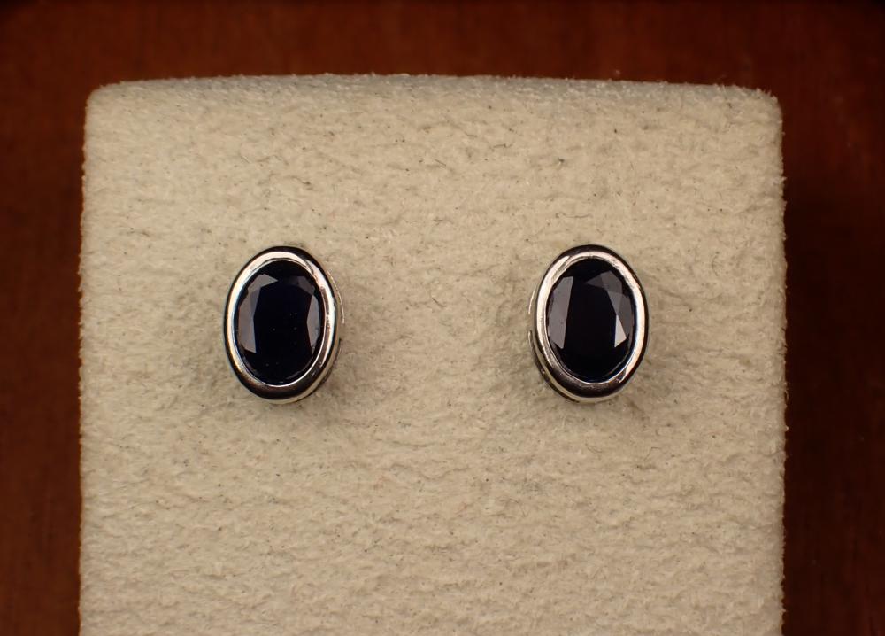 Appraisal: PAIR OF SAPPHIRE AND WHITE GOLD EAR STUDS each k