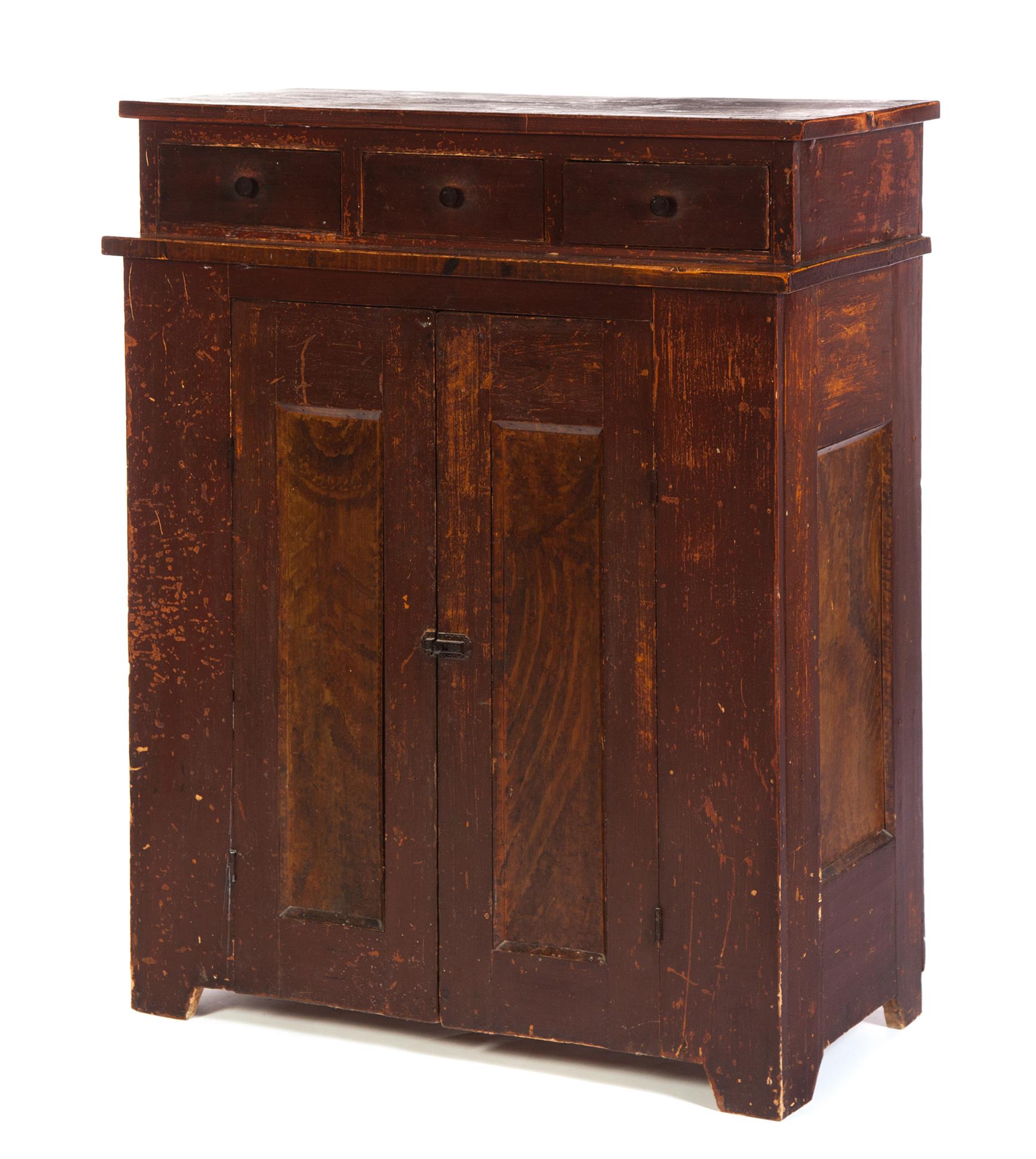 Appraisal: AMERICAN SERVER Second half- th century poplar Stepped-back top with