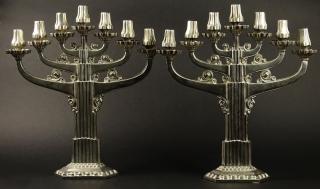 Appraisal: Pair of Art Deco Style th Century Aluminum Seven Arm