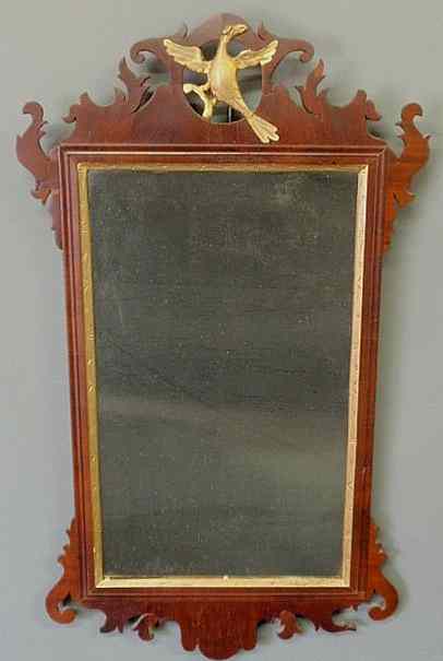 Appraisal: Chippendale mahogany mirror c with a gilt phoenix crest Provenance