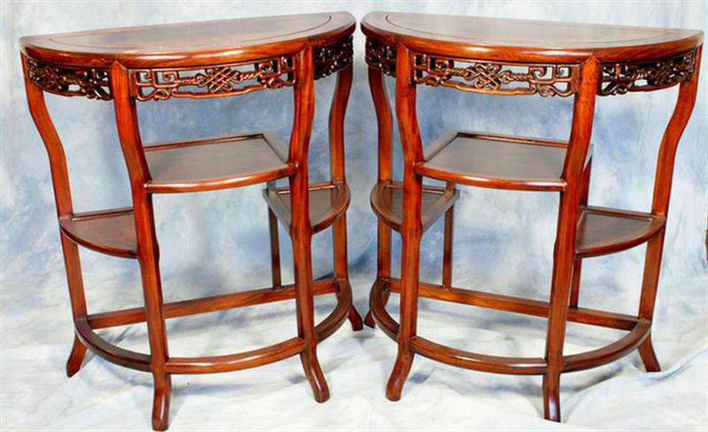 Appraisal: Pair of rosewood semi-circular wall tables w x h Estimate