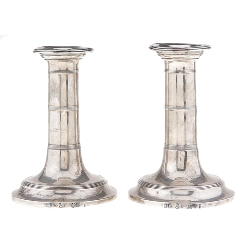 Appraisal: A pair of Scottish Edward VII silver dwarf candlesticks with