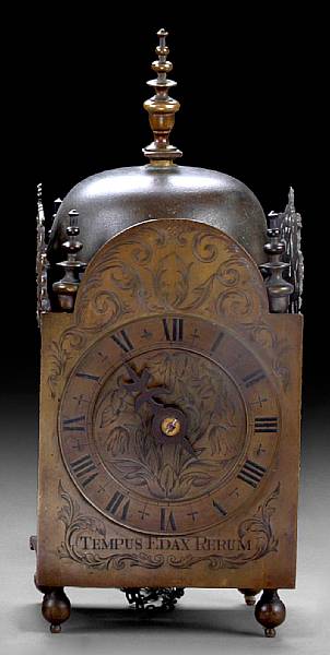 Appraisal: An English brass lantern clock th century Surmounted by a