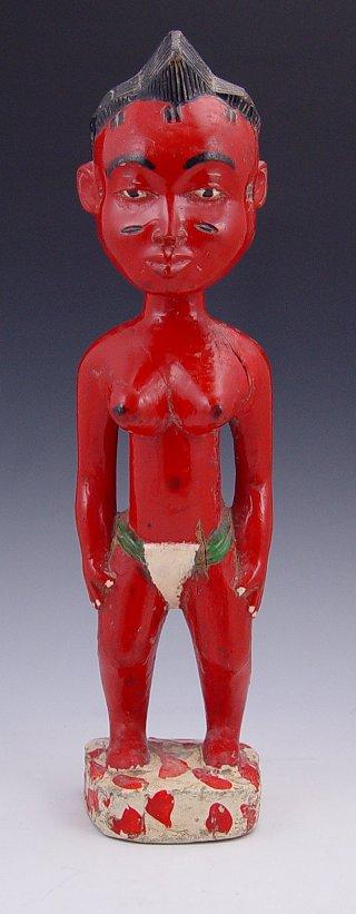 Appraisal: CARVED AND PAINTED BAULE AFRICAN FERTILITY STATUE '' h colonial