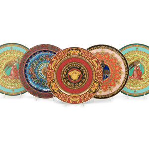 Appraisal: A Set of Five Versace Porcelain Chargers Manufactured by Rosenthal