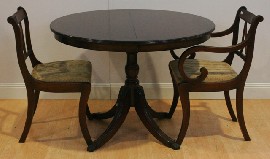 Appraisal: A Regency style mahogany dining suite including a circular table