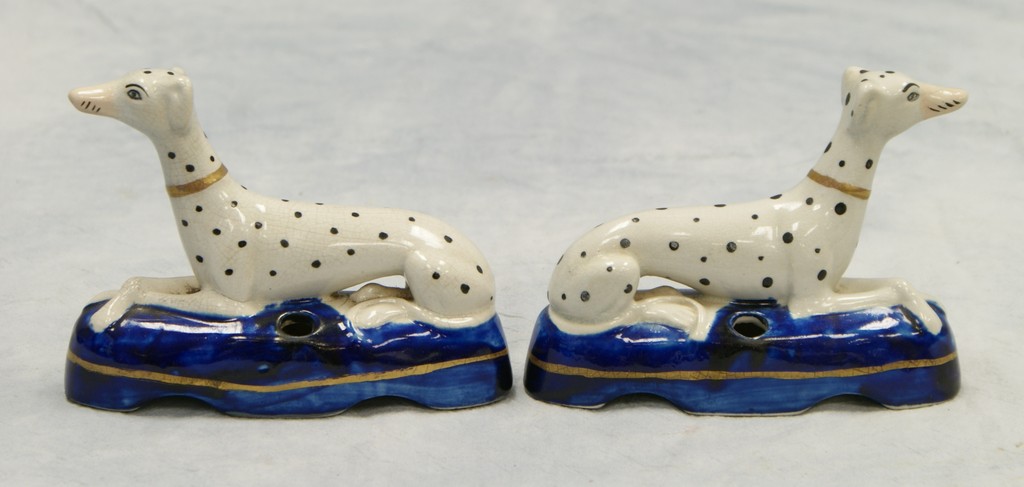 Appraisal: Pr Staffordshire Dalmatian inkwells l h no damage