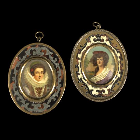 Appraisal: Group of Two Portrait Miniatures fourth quarter th century consisting