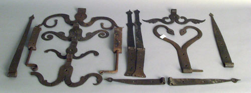 Appraisal: Group of wrought iron hardware to include five ram's horn