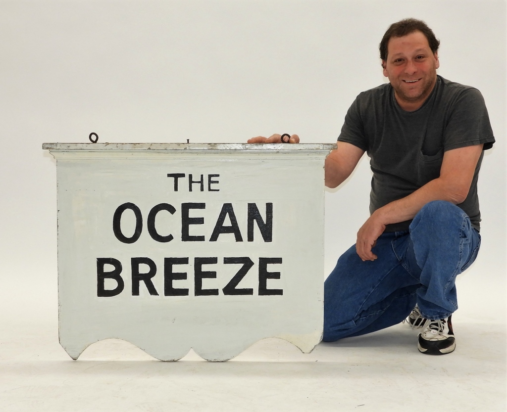 Appraisal: OLD RHODE ISLAND THE OCEAN BREEZE DBL SIDED SIGN Rhode