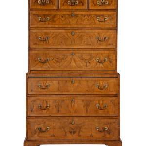 Appraisal: A George II Walnut Chest on Chest th Century Height