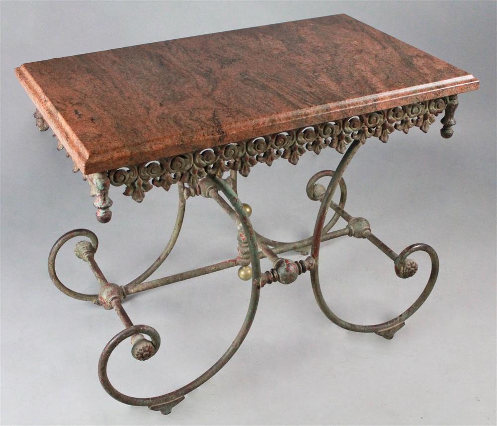 Appraisal: FRENCH WROUGHT IRON BAKER'S TABLE TH C the rust and