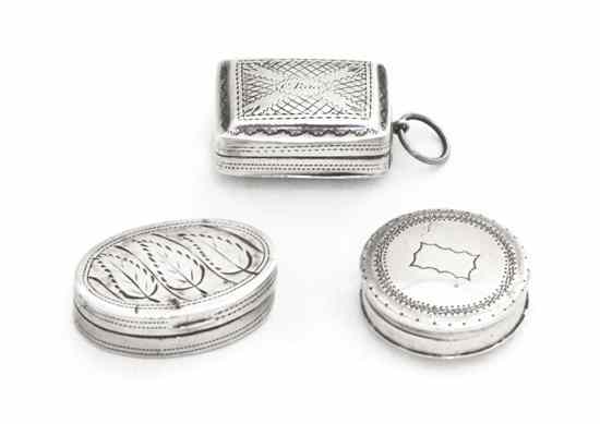 Appraisal: A Group of Three English Silver Pocket Articles comprising a