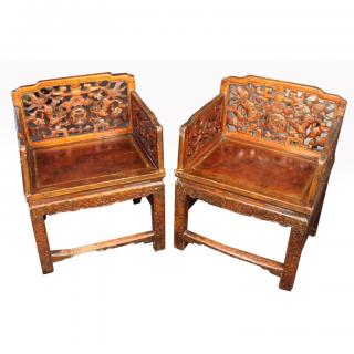 Appraisal: Exceptional th C Chinese Emperor's Chairs Exceptional th C Chinese