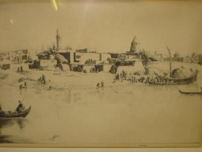 Appraisal: CHARLES WILLIAM CAIN Middle Eastern River Scene with Boats and