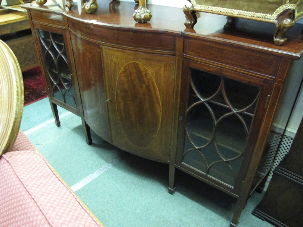 Appraisal: Edwardian mahogany inlaid display cabinet