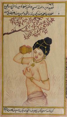 Appraisal: Erotic interest six Indian miniature paintings of beautiful young women